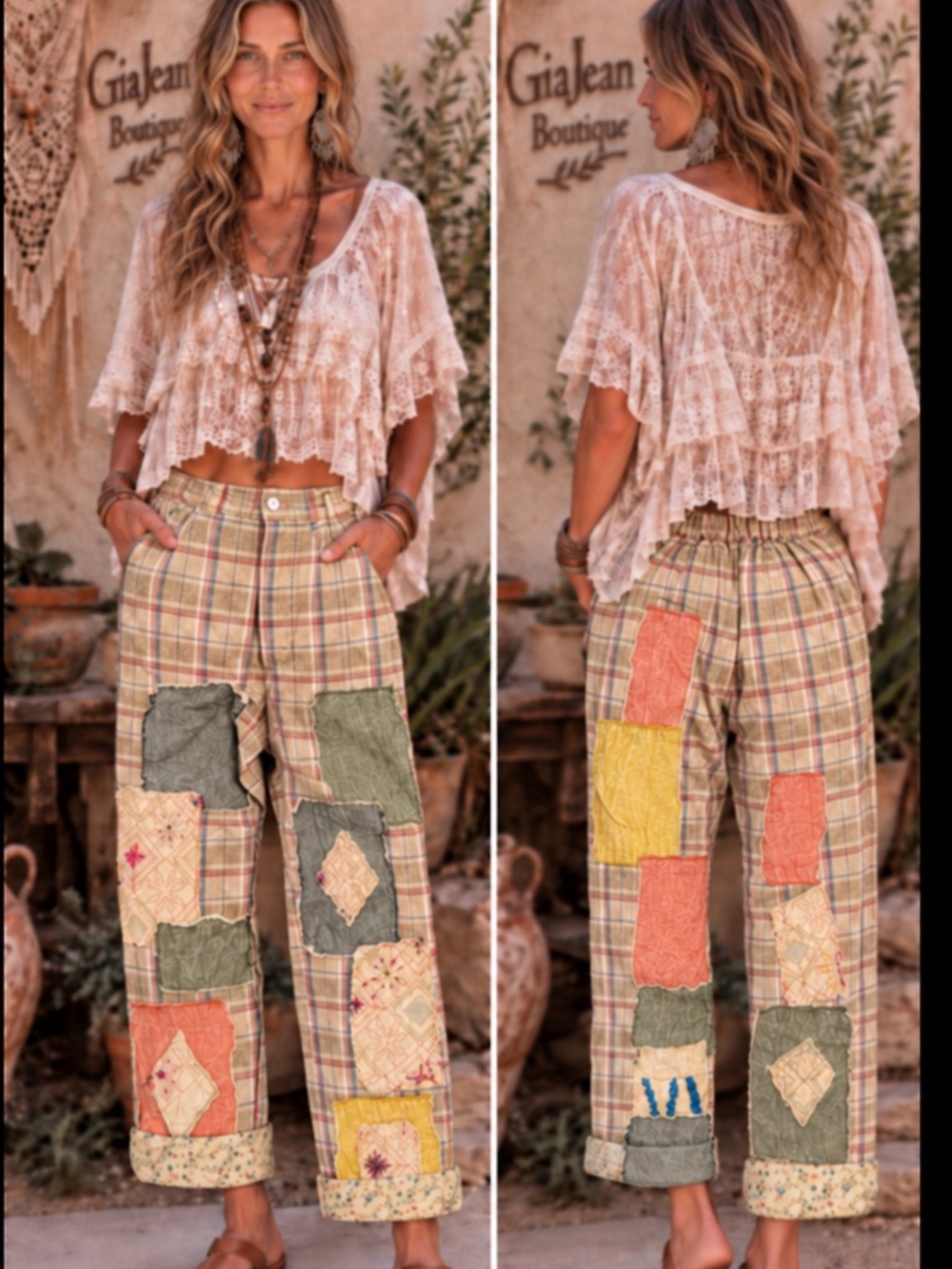 ❤️ JADED GYPSY “TRAVELING ON 2 “ JADED GYPSY TRAVELING ON PATCHWORK PANTS
